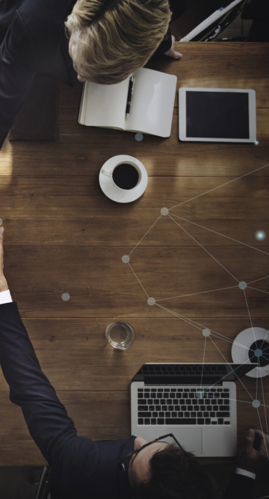 Aerial view of a business team